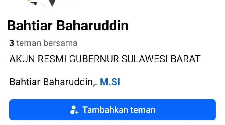 Akun Palsu Pj Gubernur Sulbar Beredar, Warga Diminta Waspada